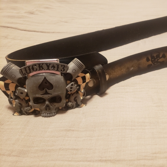 Leather belt sz34 with zippo lighter - Picture 2 of 6